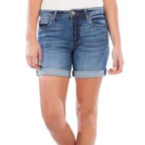 Kut From The Kloth Chloe Boyfriend Rolled Cuff Denim Shorts - Size 4 - Picture 1 of 7